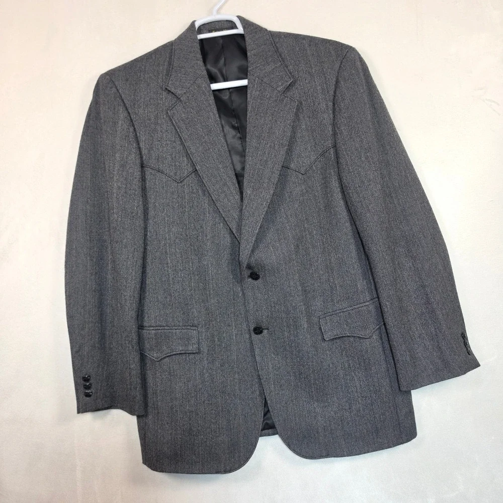 Circle S Wool Blazer Men's 44L Gray Pinstripe Western Sport Coat